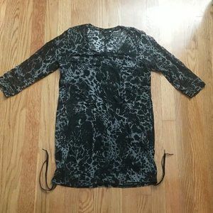 H&M MAMA maternity animal print leopard cheetah workwear 3/4 top SZ S blouse